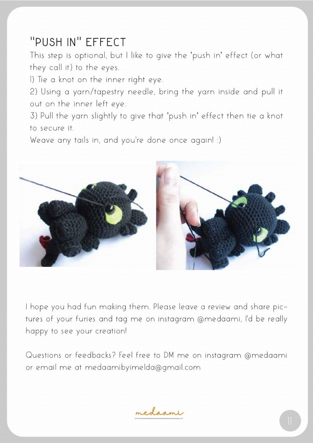 Toothless dragon crochet pattern