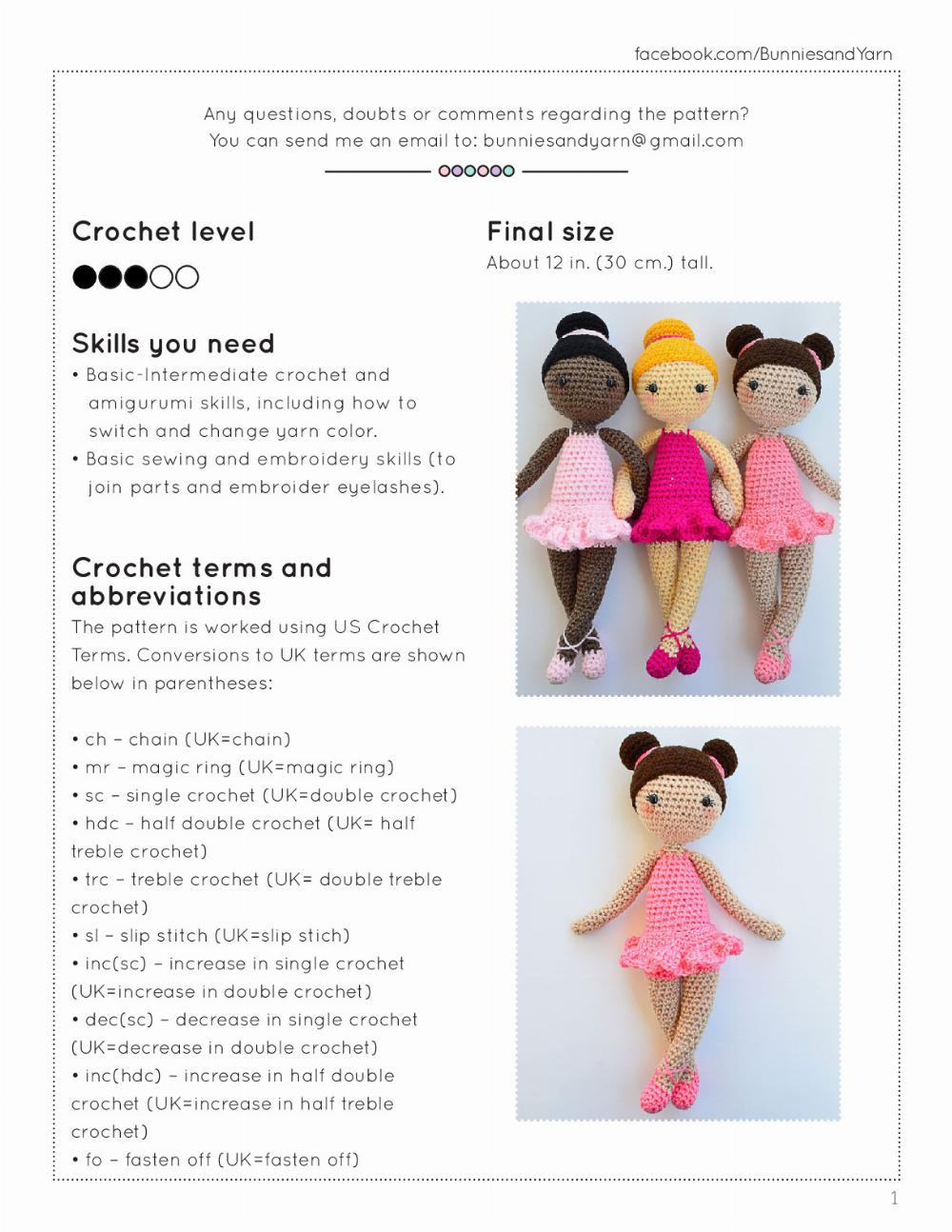 Tracey the Ballerina Doll Crochet Pattern