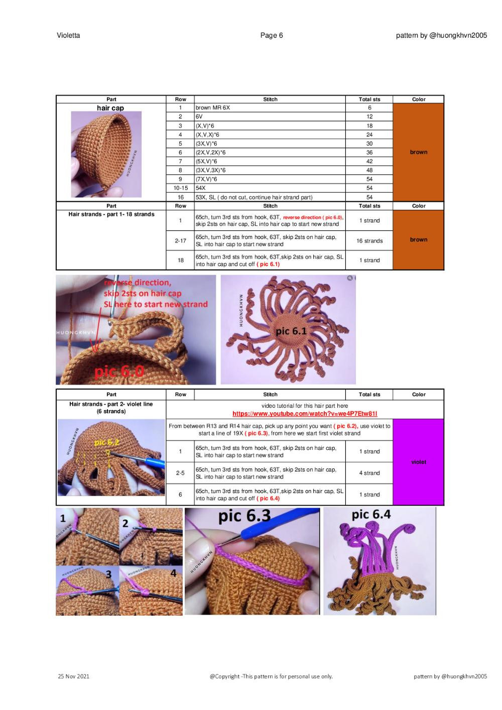 violettta girl doll free crochet pattern