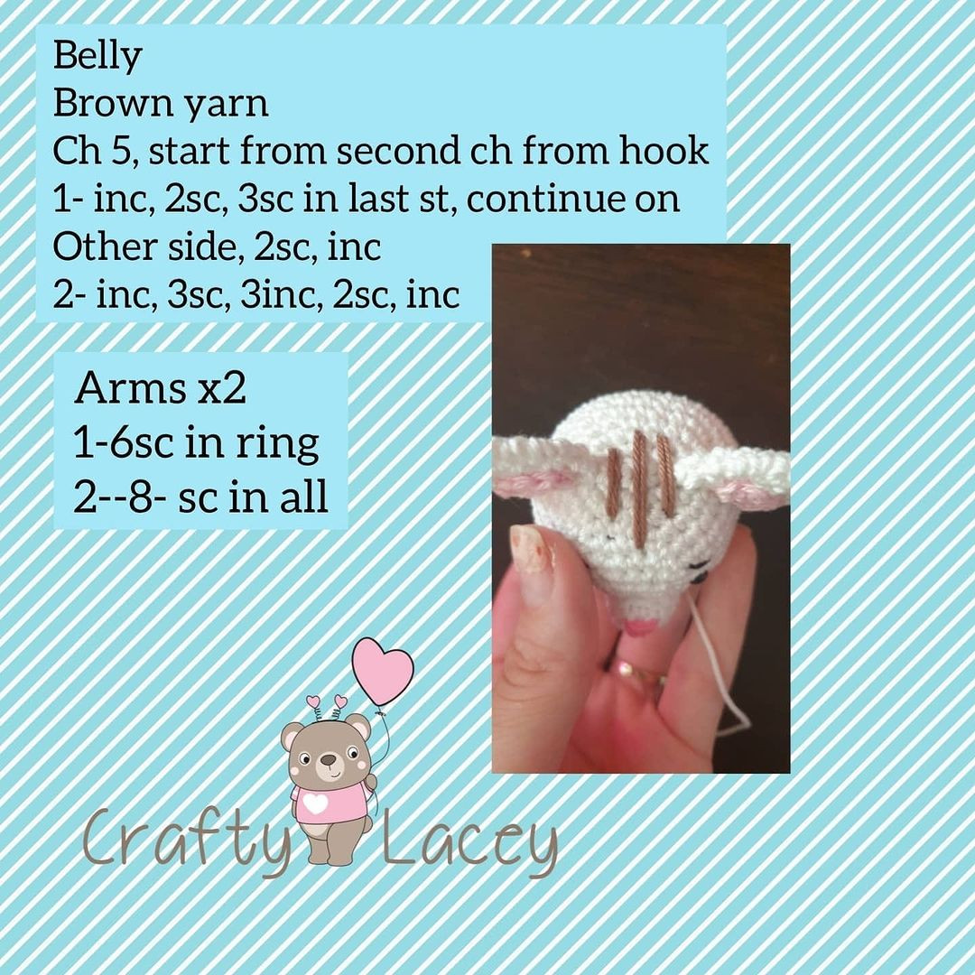 white cat keychain crochet pattern