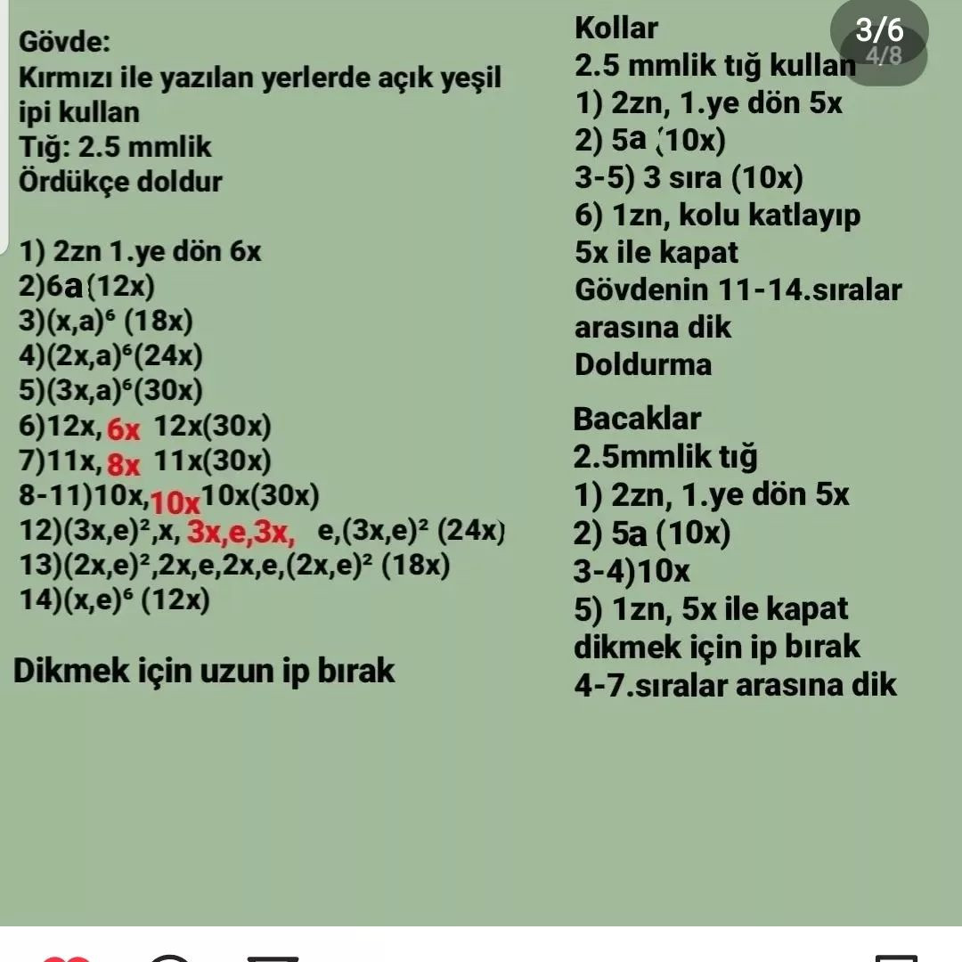 Yeşil kaplumbağa tığ işi modeli.