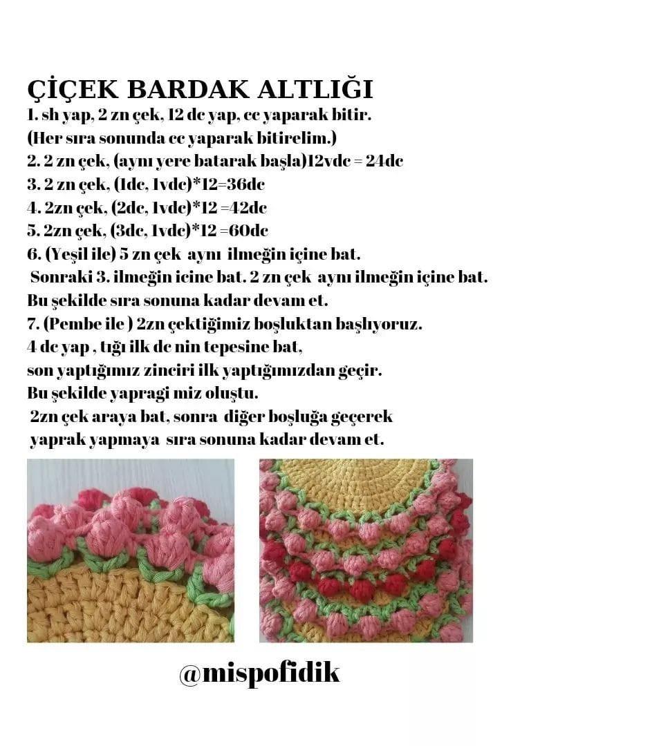 yuvarlak bardak altlığı tığ işi modeli