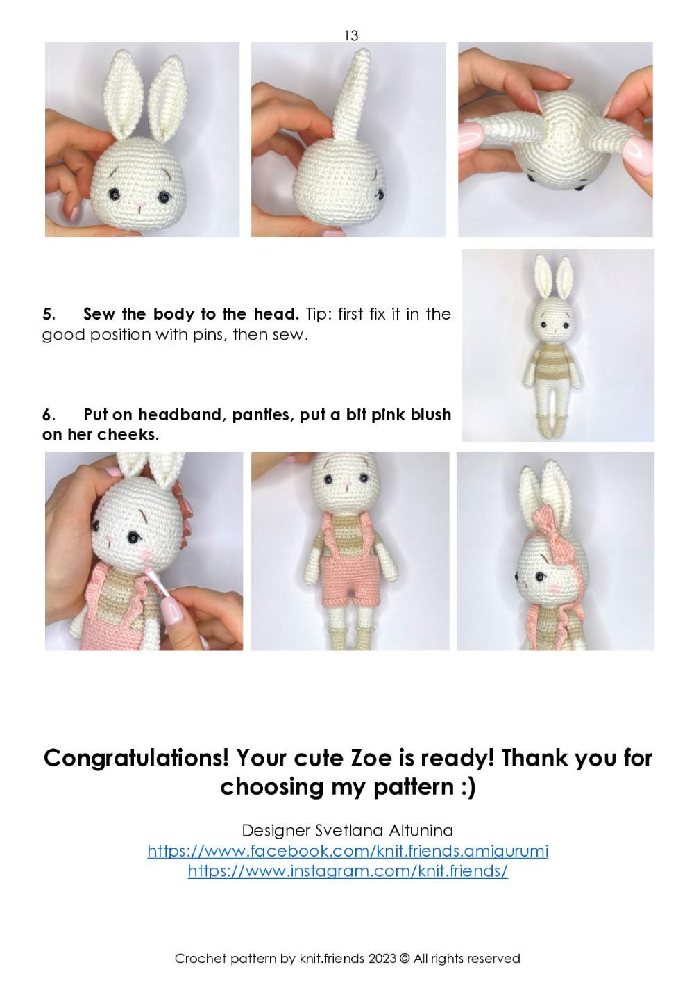 Zoe the bunny crochet pattern