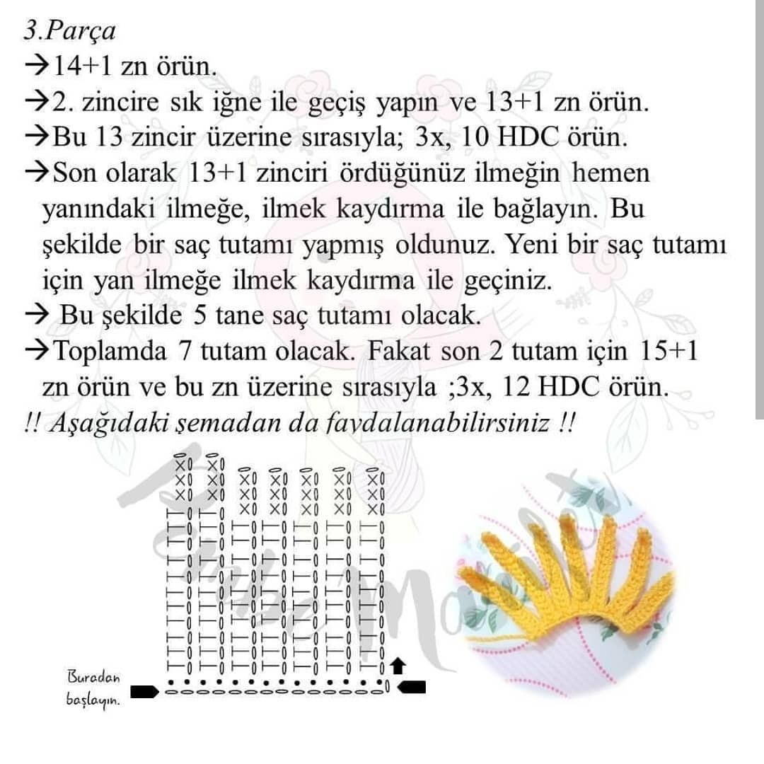 Atkı takan ve mavi elbise giyen bir erkek çocuk için tığ işi modeli bölüm 2