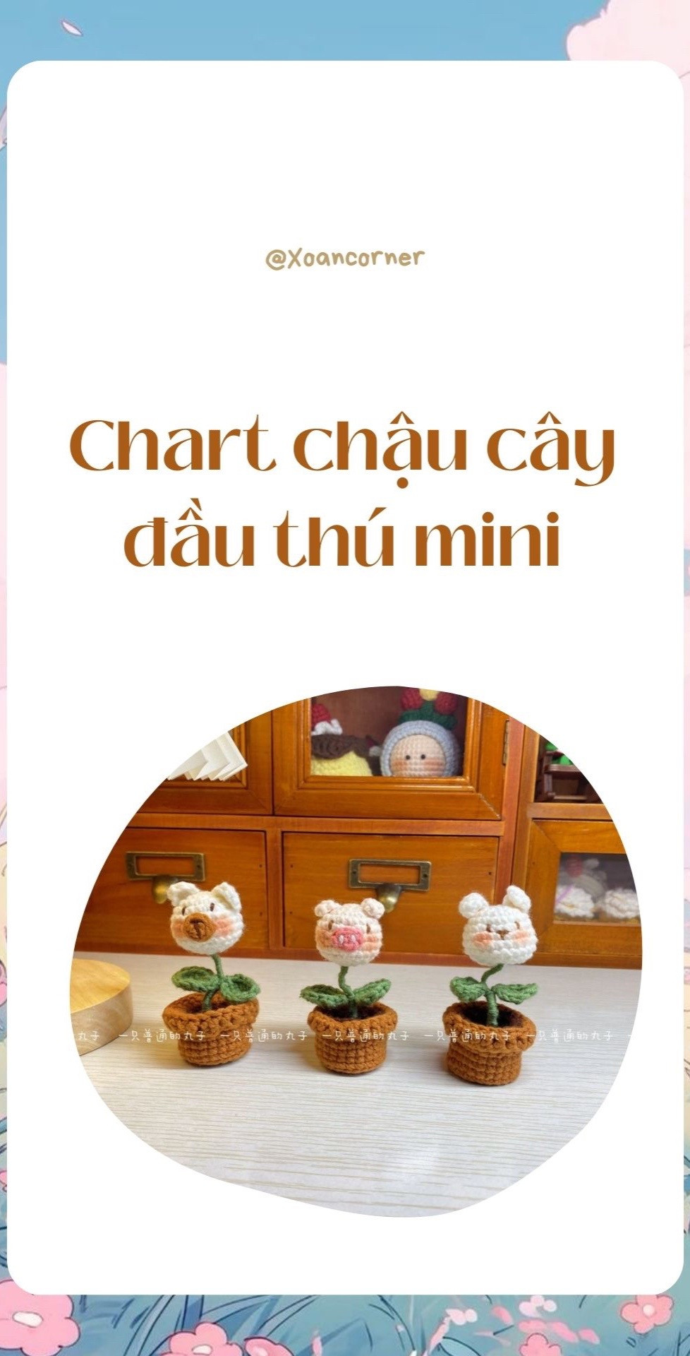 Chart chậu cây đầu thú mini