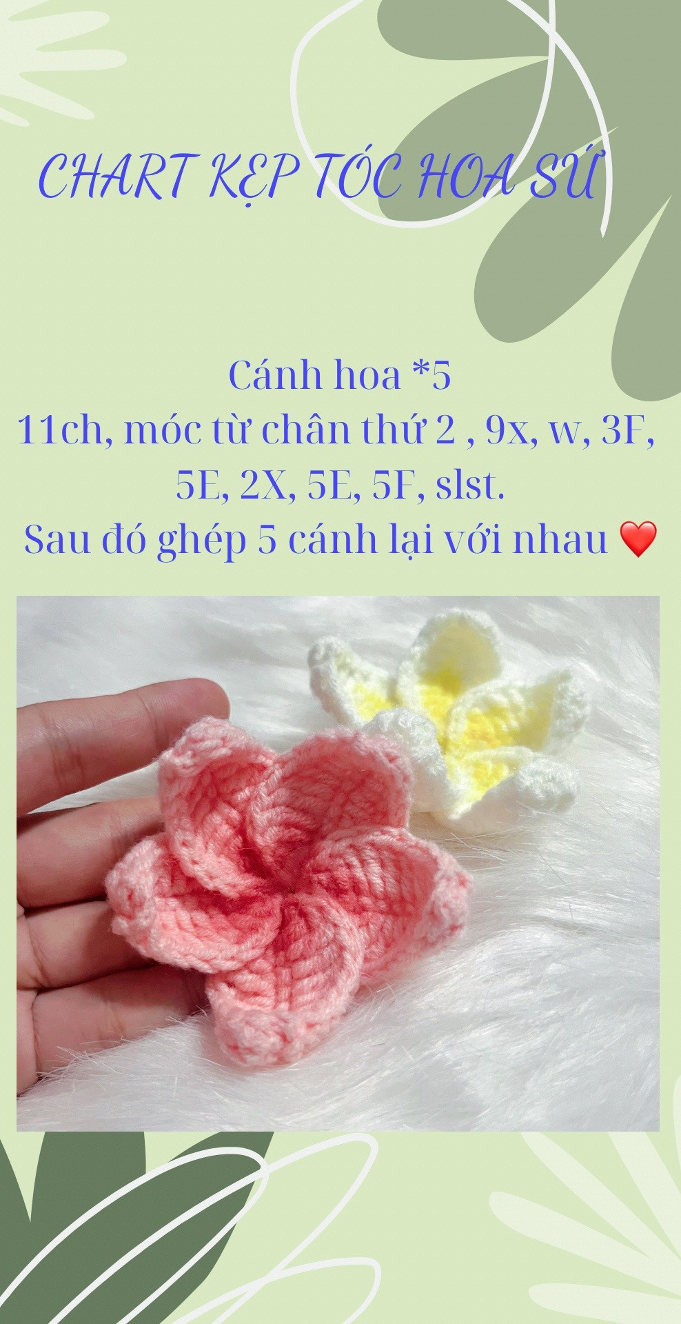 Chart kẹp tóc hoa sứ