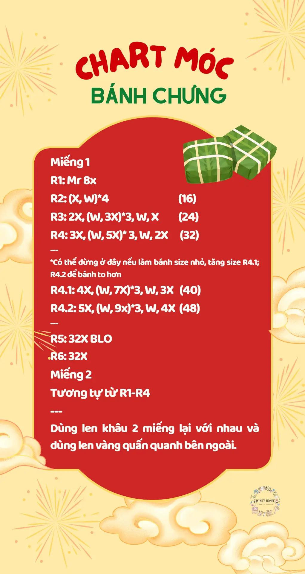 Chart móc bánh chưng, bánh tét, bánh ú, bánh dày, bánh da lợn,