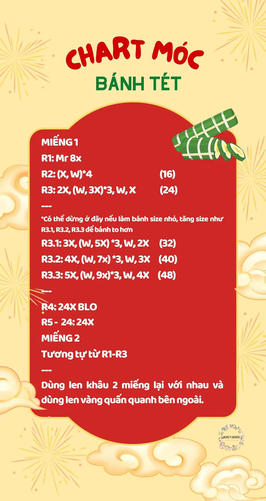 Chart móc bánh chưng, bánh tét, bánh ú, bánh dày, bánh da lợn,