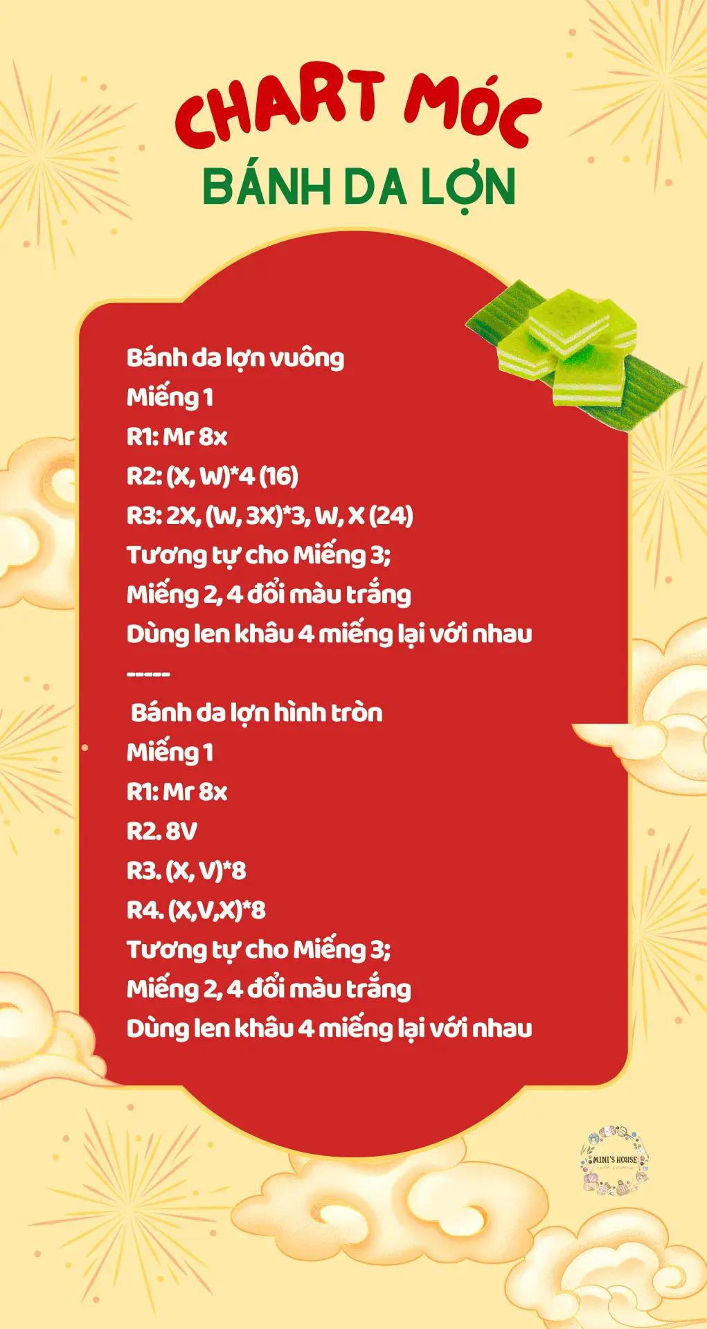 Chart móc bánh chưng, bánh tét, bánh ú, bánh dày, bánh da lợn,