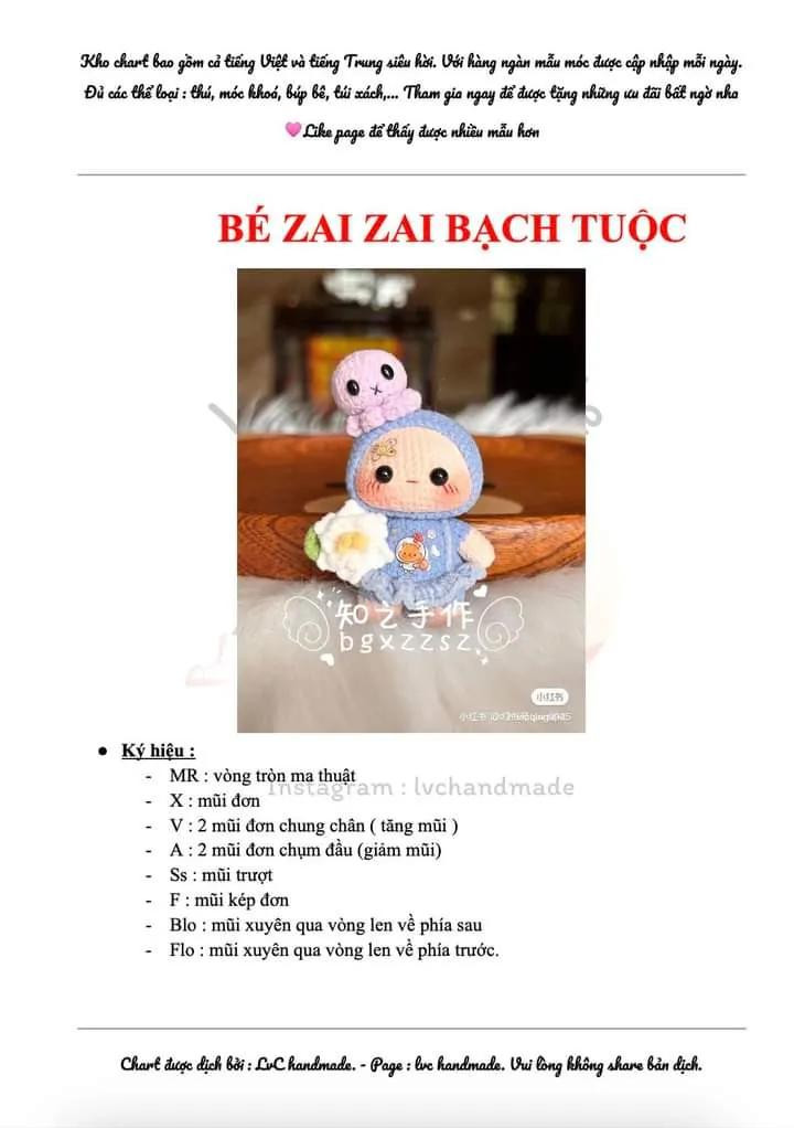 Chart móc Bé zai zai bạch tuộc