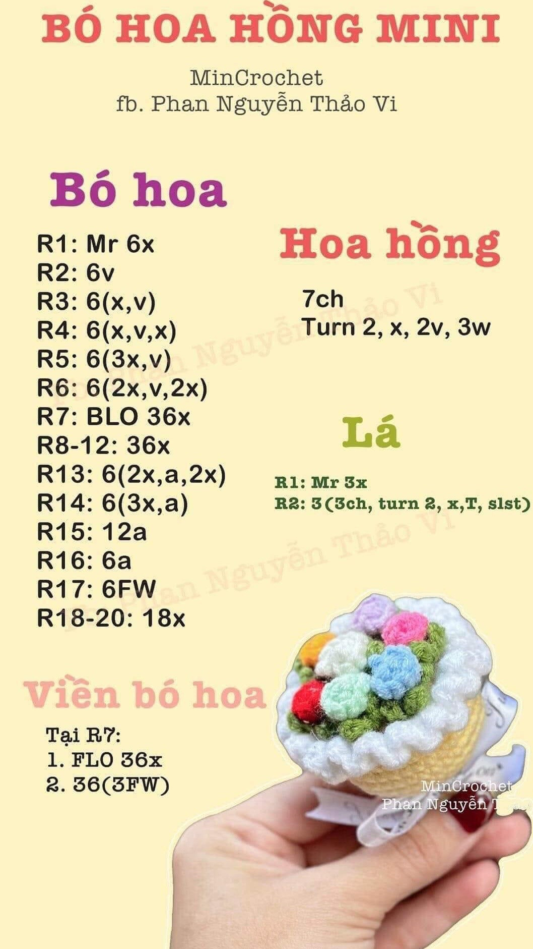 Chart móc bó hoa hồng mini màu đỏ