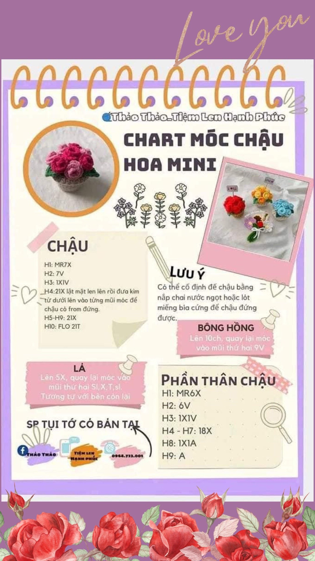 Chart móc chậu hoa mini