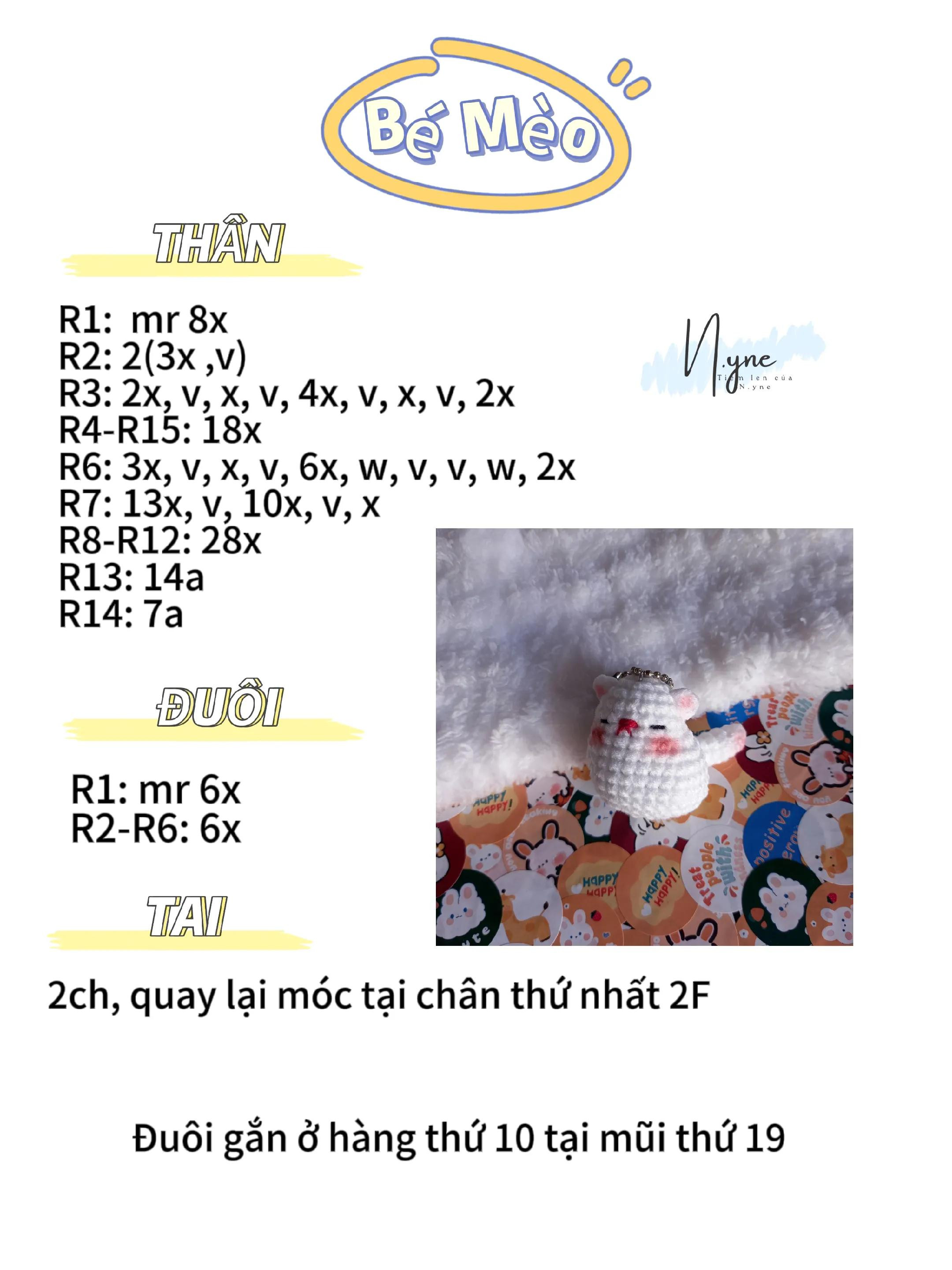 Chart móc khóa bé mèo