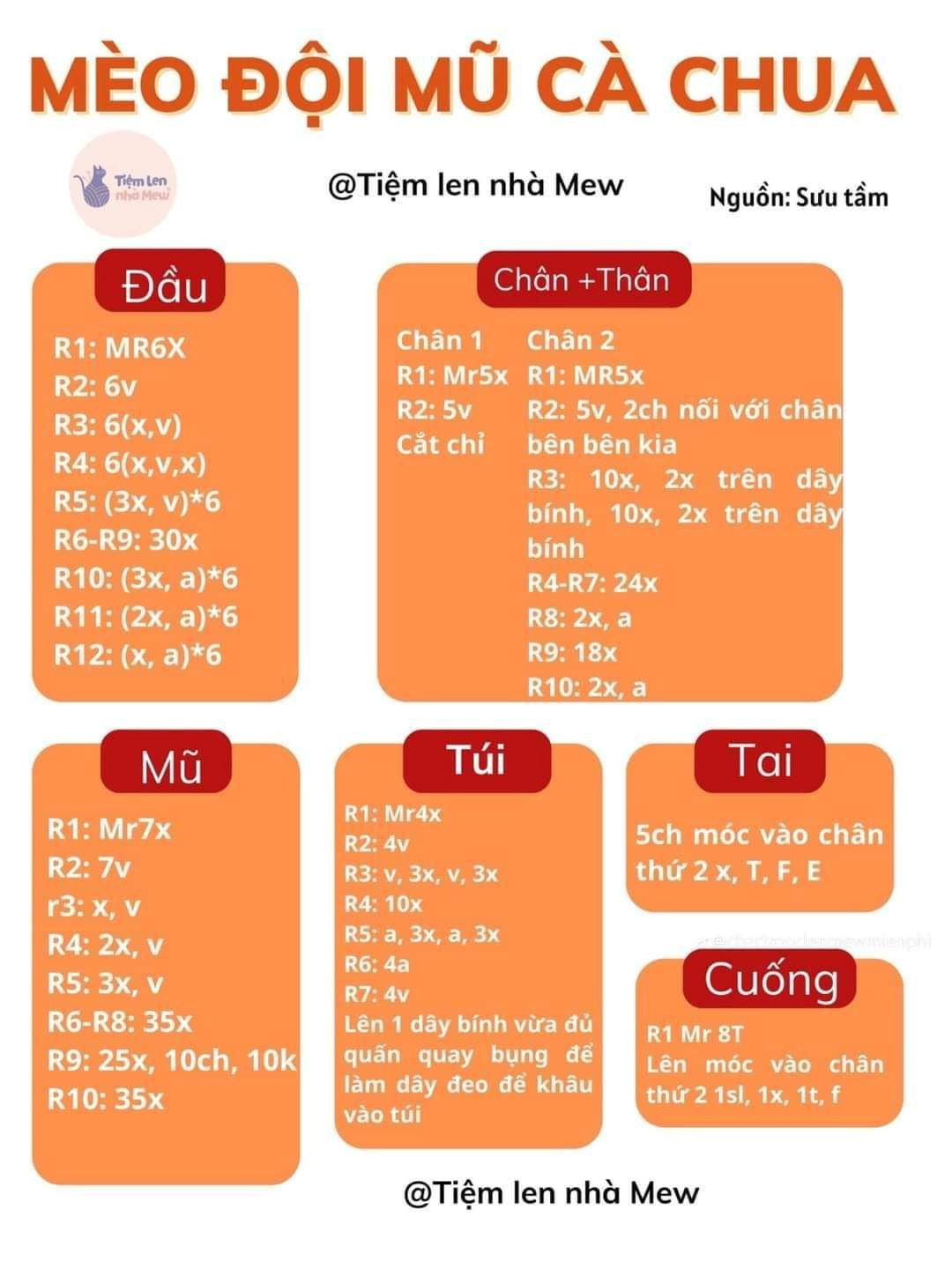 Chart móc khóa mèo đội mũ cà chua đeo cặp