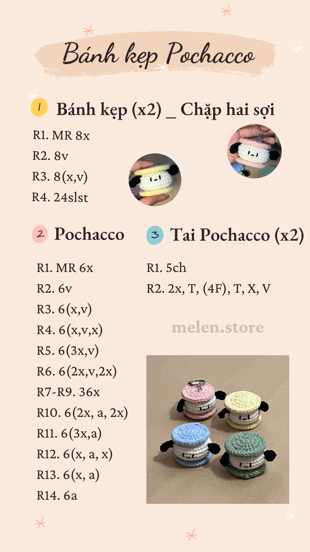 Chart móc len bánh kẹp pochacco