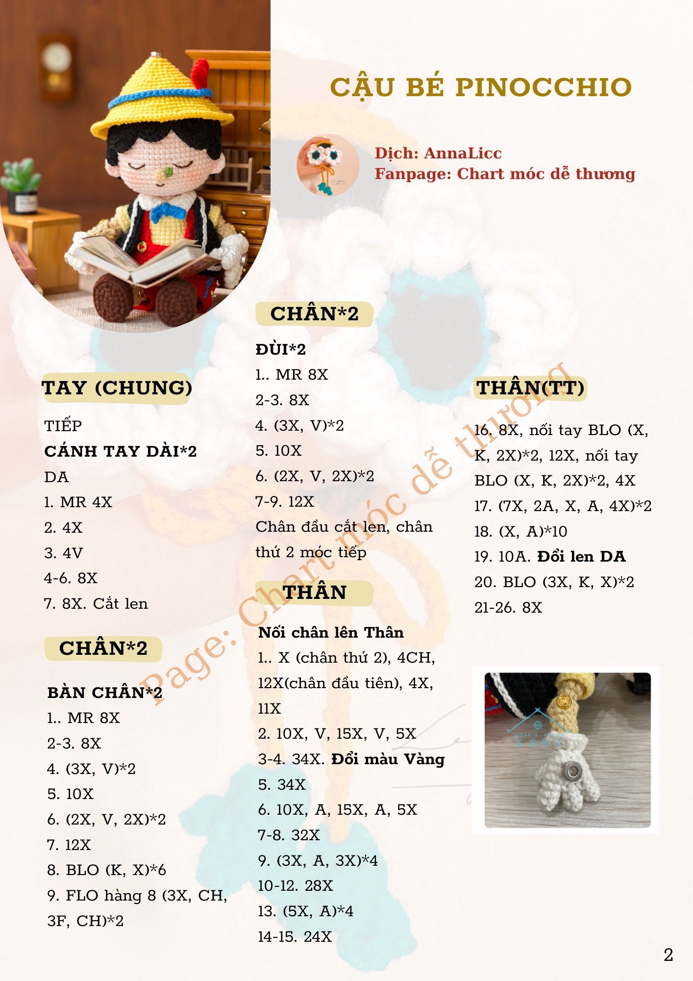 Chart móc len Cậu bé pinocchio