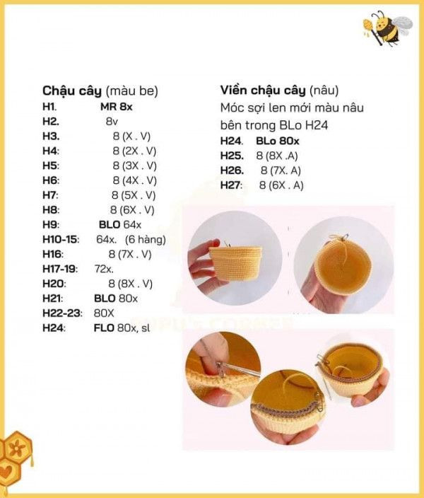 Chart móc len Chậu xương rồng