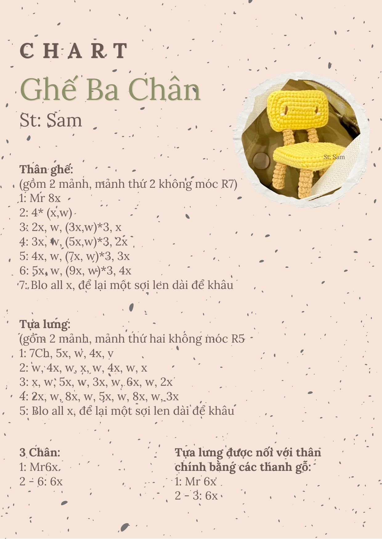 Chart móc len ghế ba chân