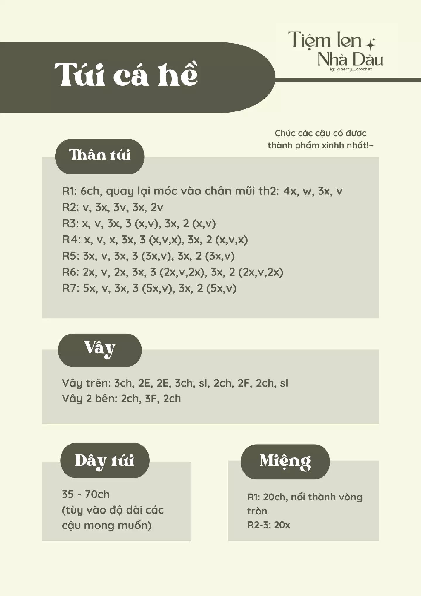 Chart móc len túi cá hề