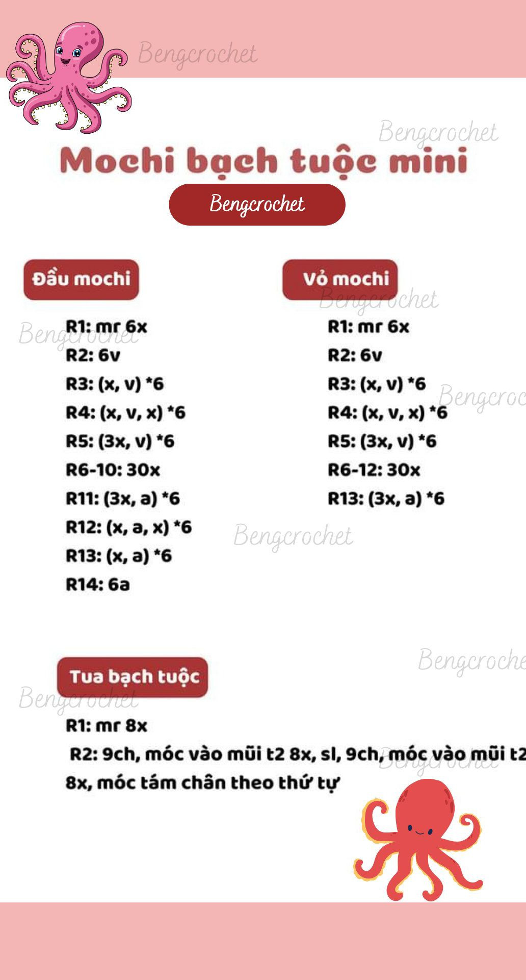 Chart móc móc khóa mochi bạch tuộc mini