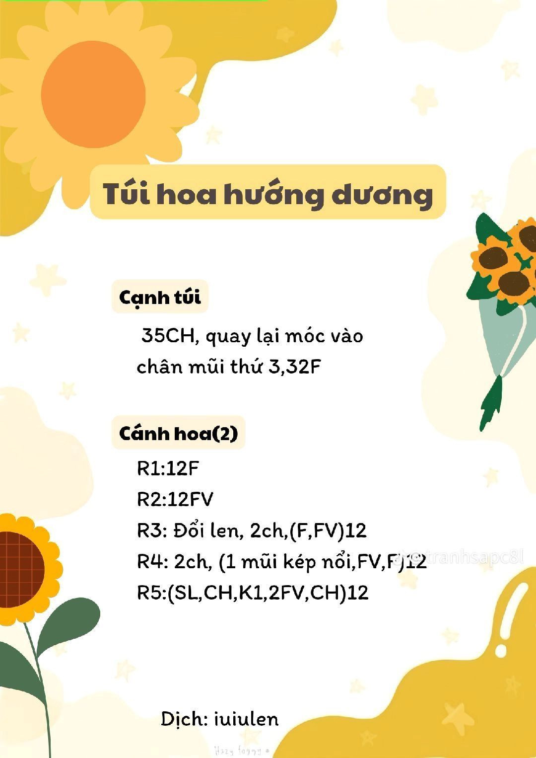 Chart móc túi hoa hướng dương.