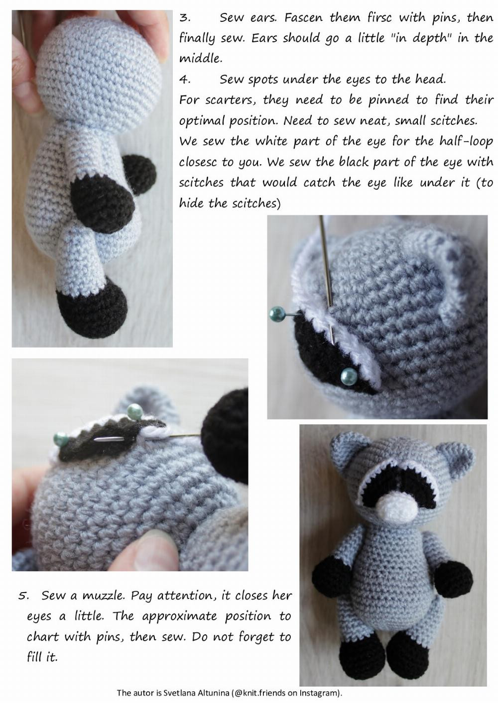 Crochet pattern 2 in 1 Little fox and raccoon