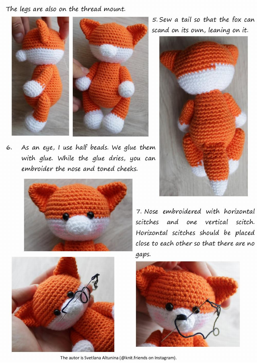 Crochet pattern 2 in 1 Little fox and raccoon