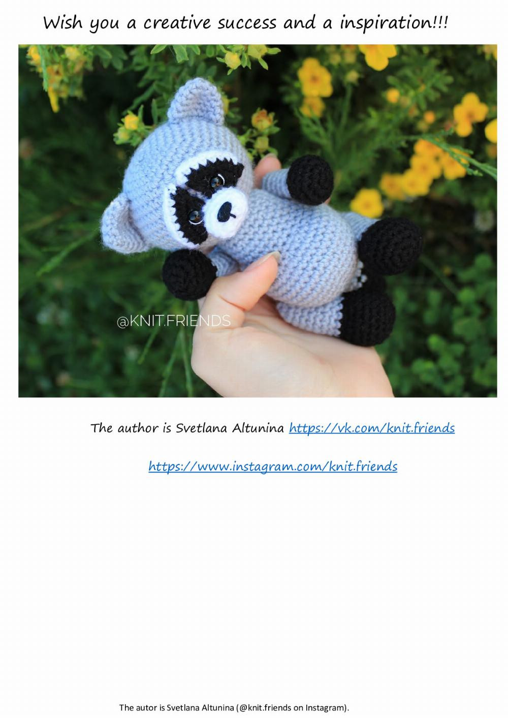 Crochet pattern 2 in 1 Little fox and raccoon