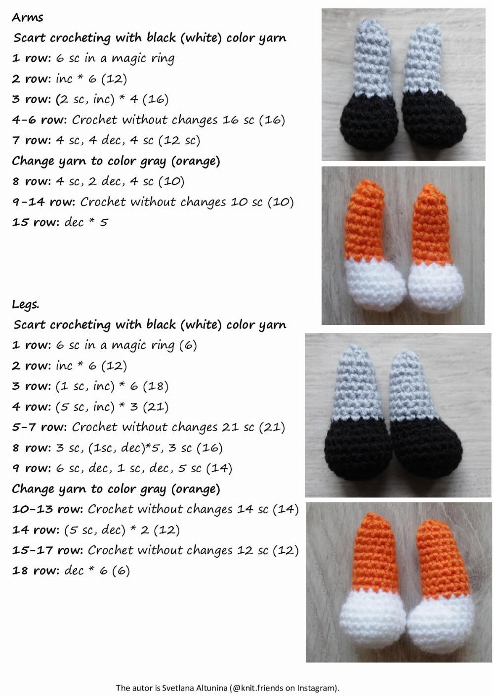 Crochet pattern 2 in 1 Little fox and raccoon