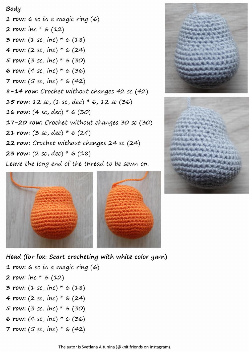 Crochet pattern 2 in 1 Little fox and raccoon