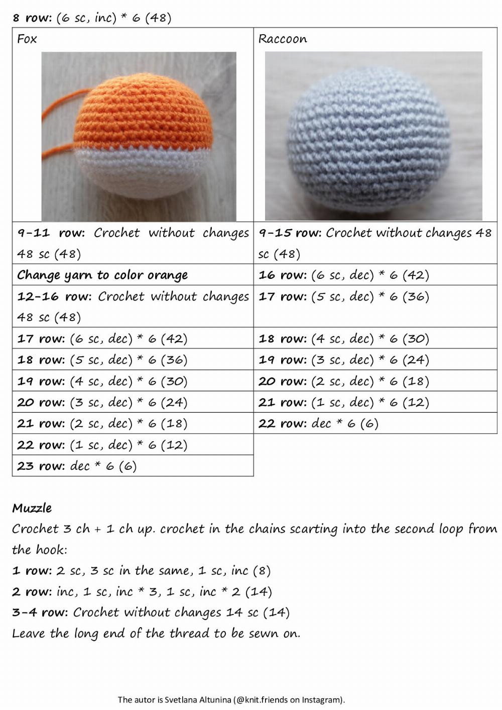 Crochet pattern 2 in 1 Little fox and raccoon