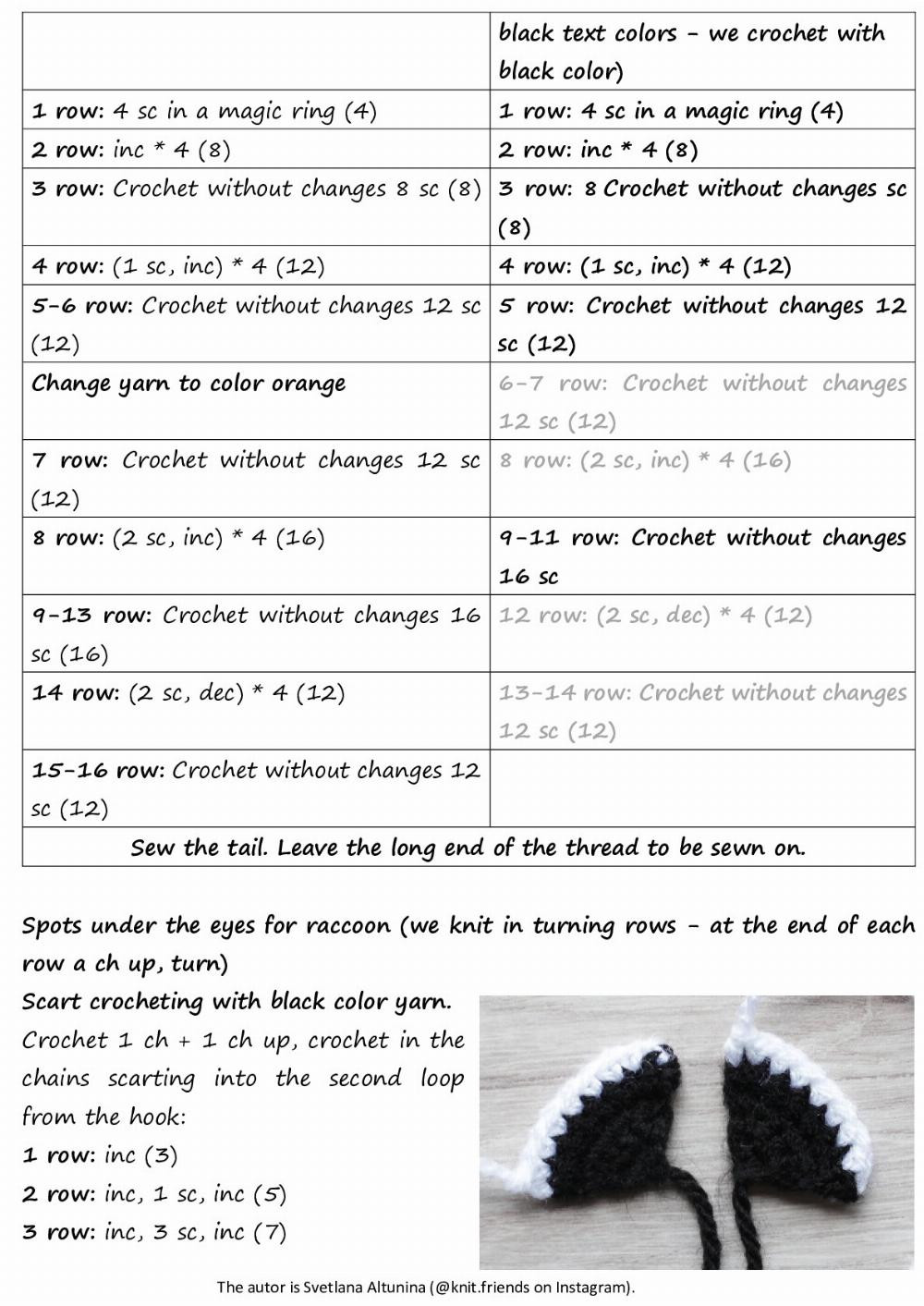 Crochet pattern 2 in 1 Little fox and raccoon