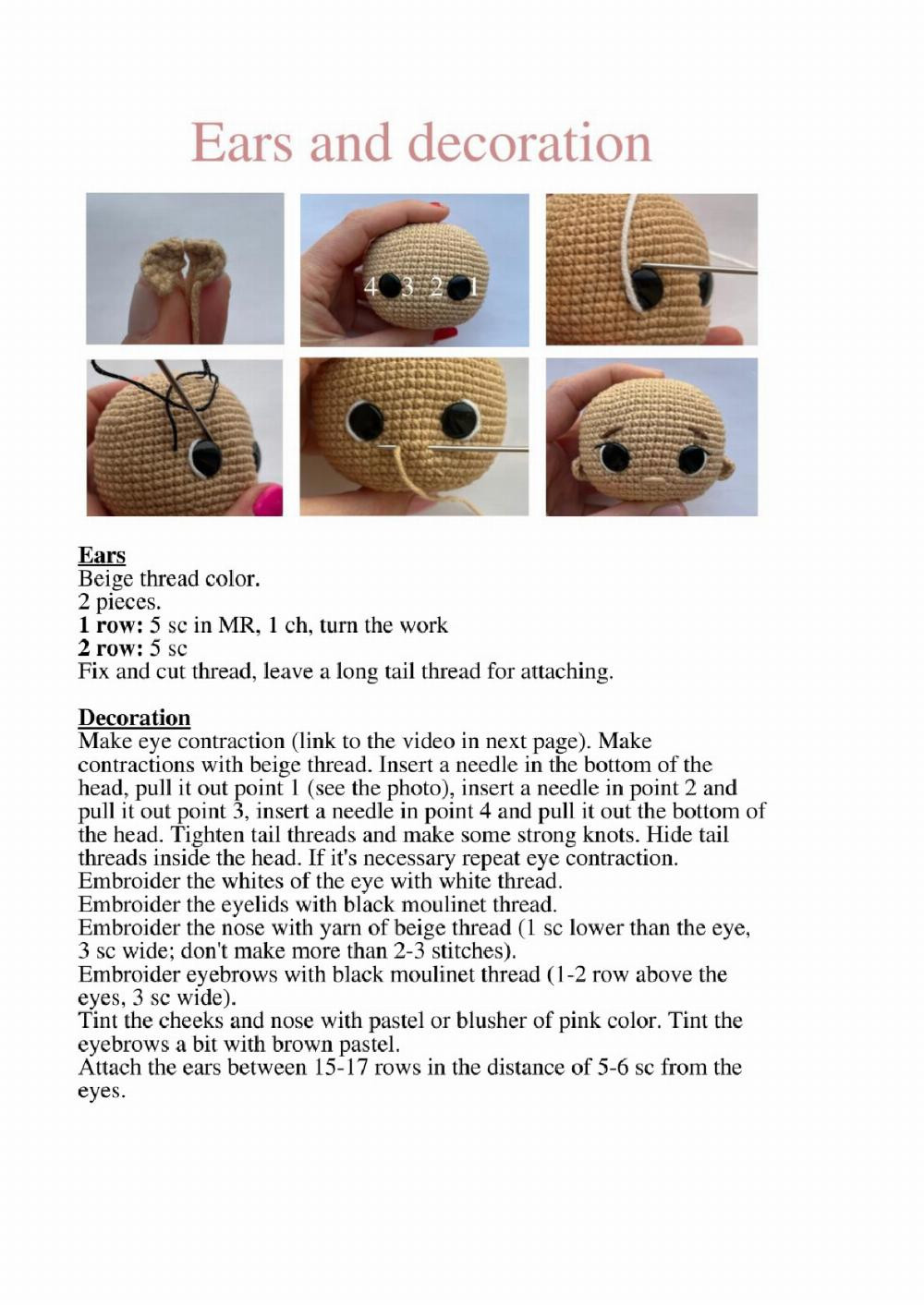 Crochet pattern for a boy doll wearing a hat and holding a sword