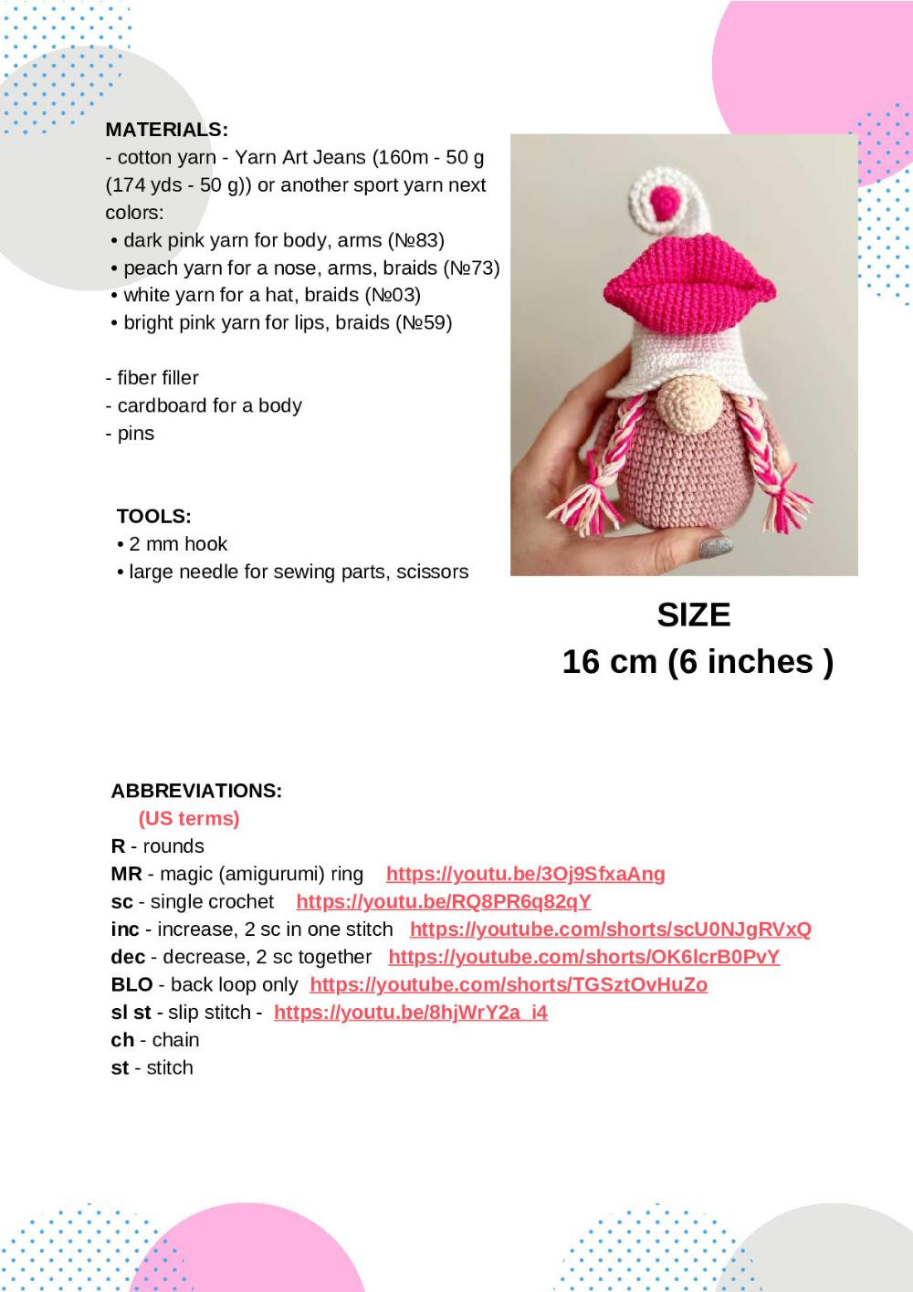 CROCHET PATTERN LIPS GNOME