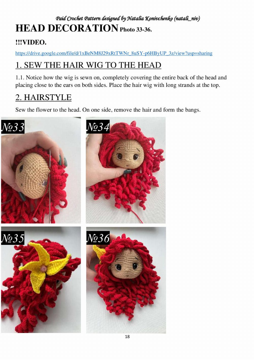 CROCHET PATTERN MERMAID with red hair