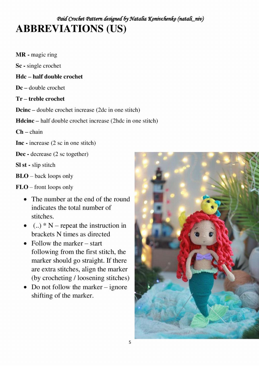 CROCHET PATTERN MERMAID with red hair