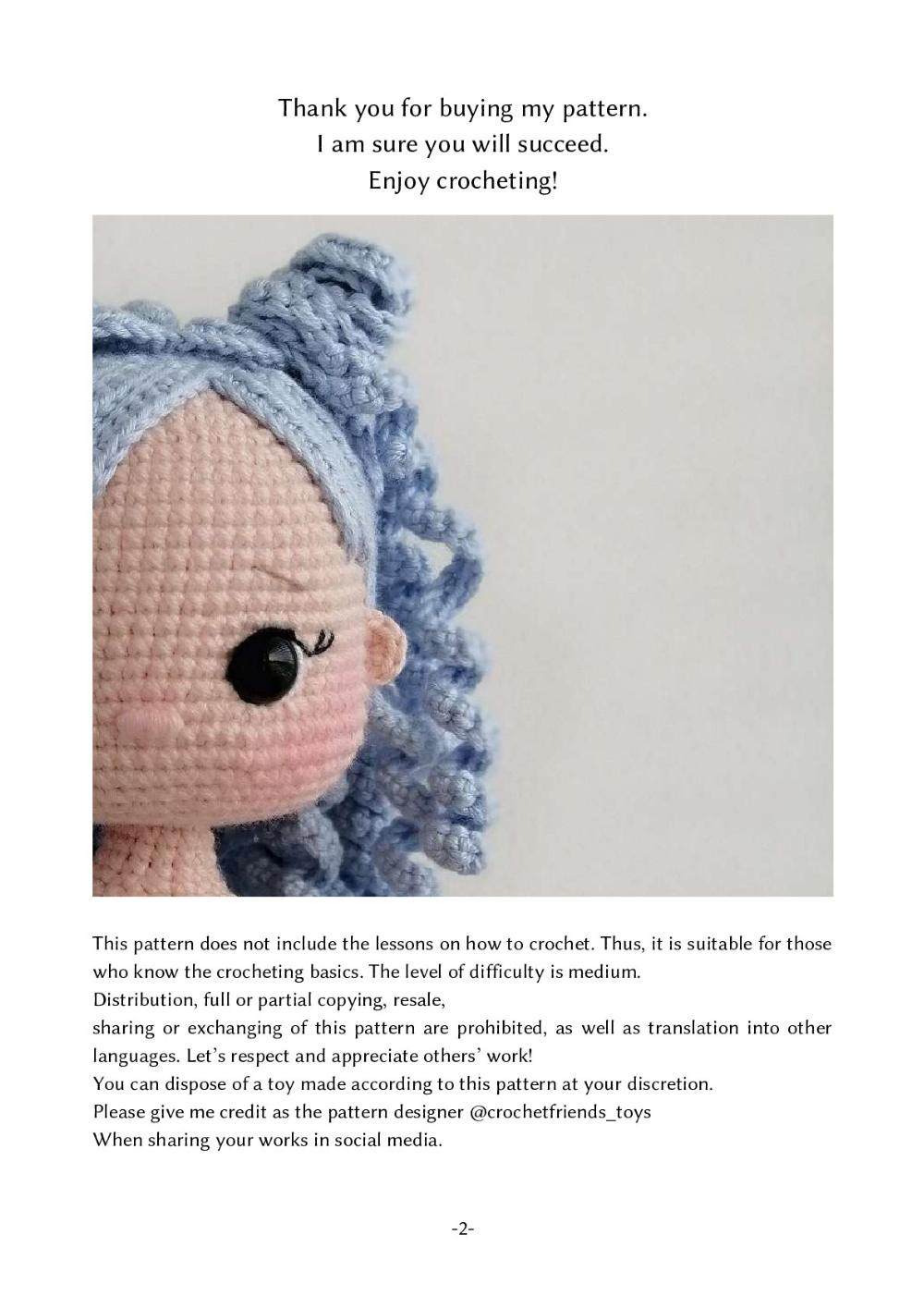 Crochet toy pattern "Unicorn Doll Forget-me-not"