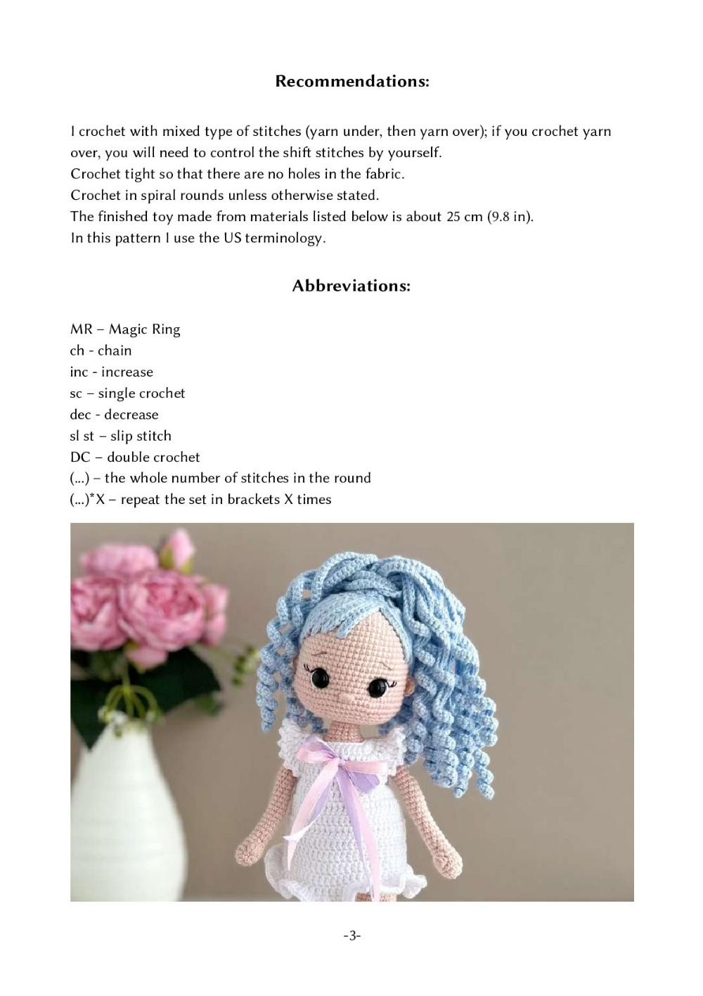 Crochet toy pattern "Unicorn Doll Forget-me-not"