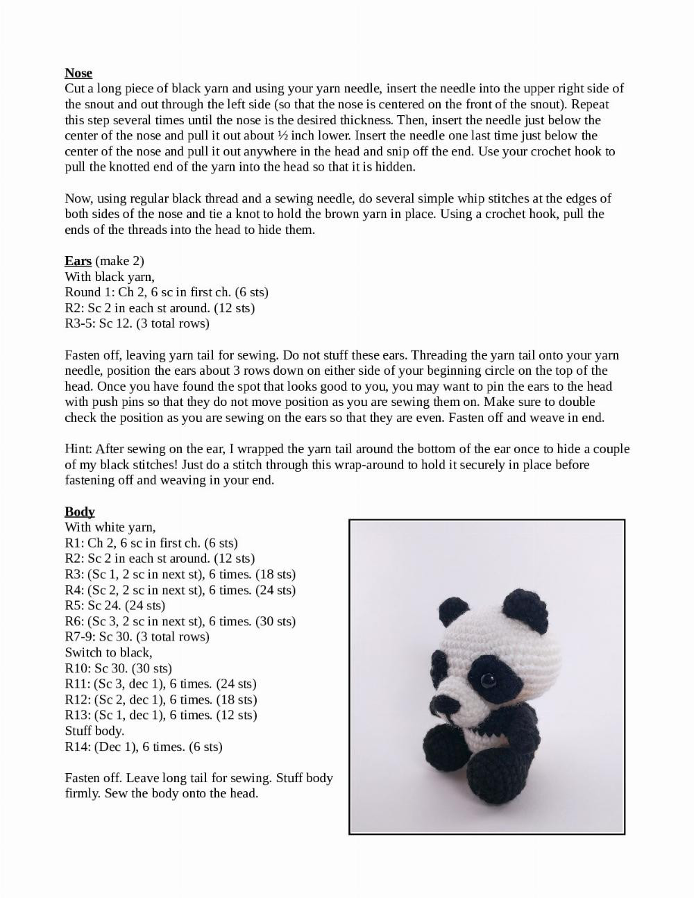 Crocheted Panda Bear pattern