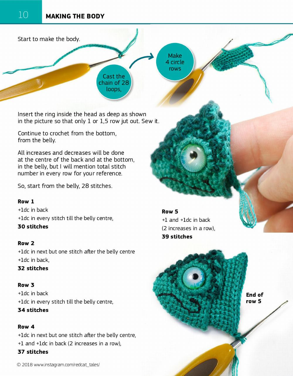 Crocheting the Chameleon Step-by-step pattern