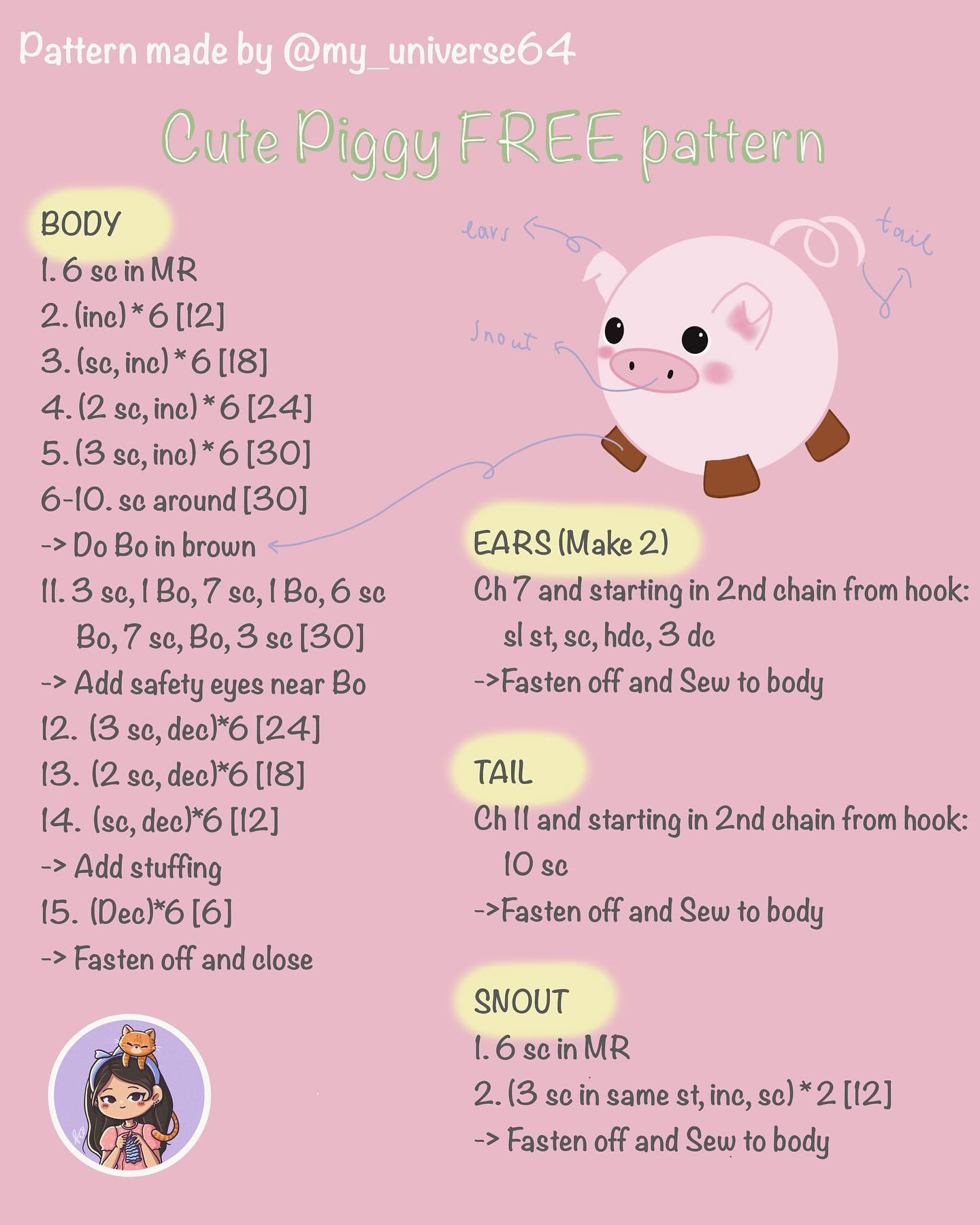 cute piggy free pattern