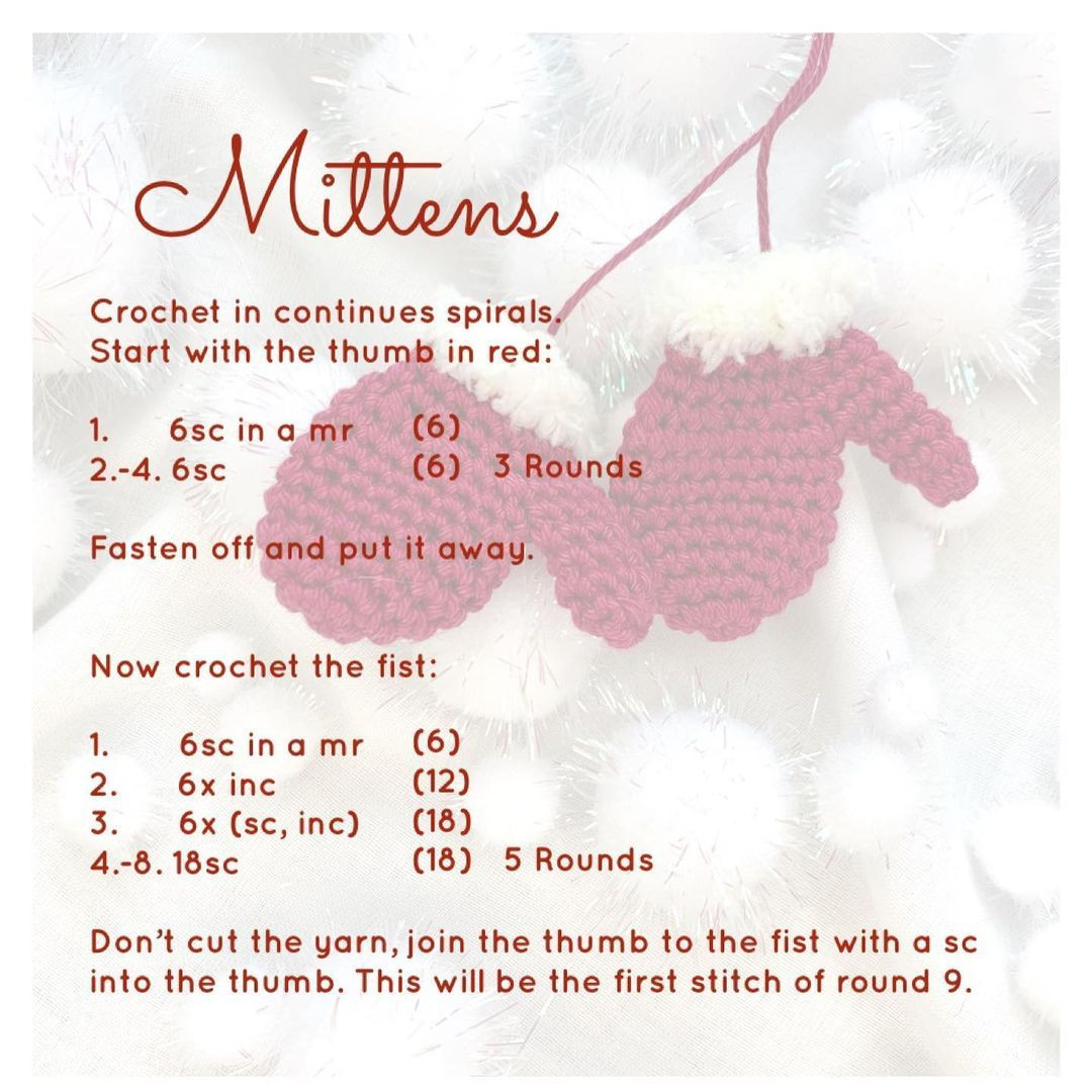 Decorative mini glove crochet pattern