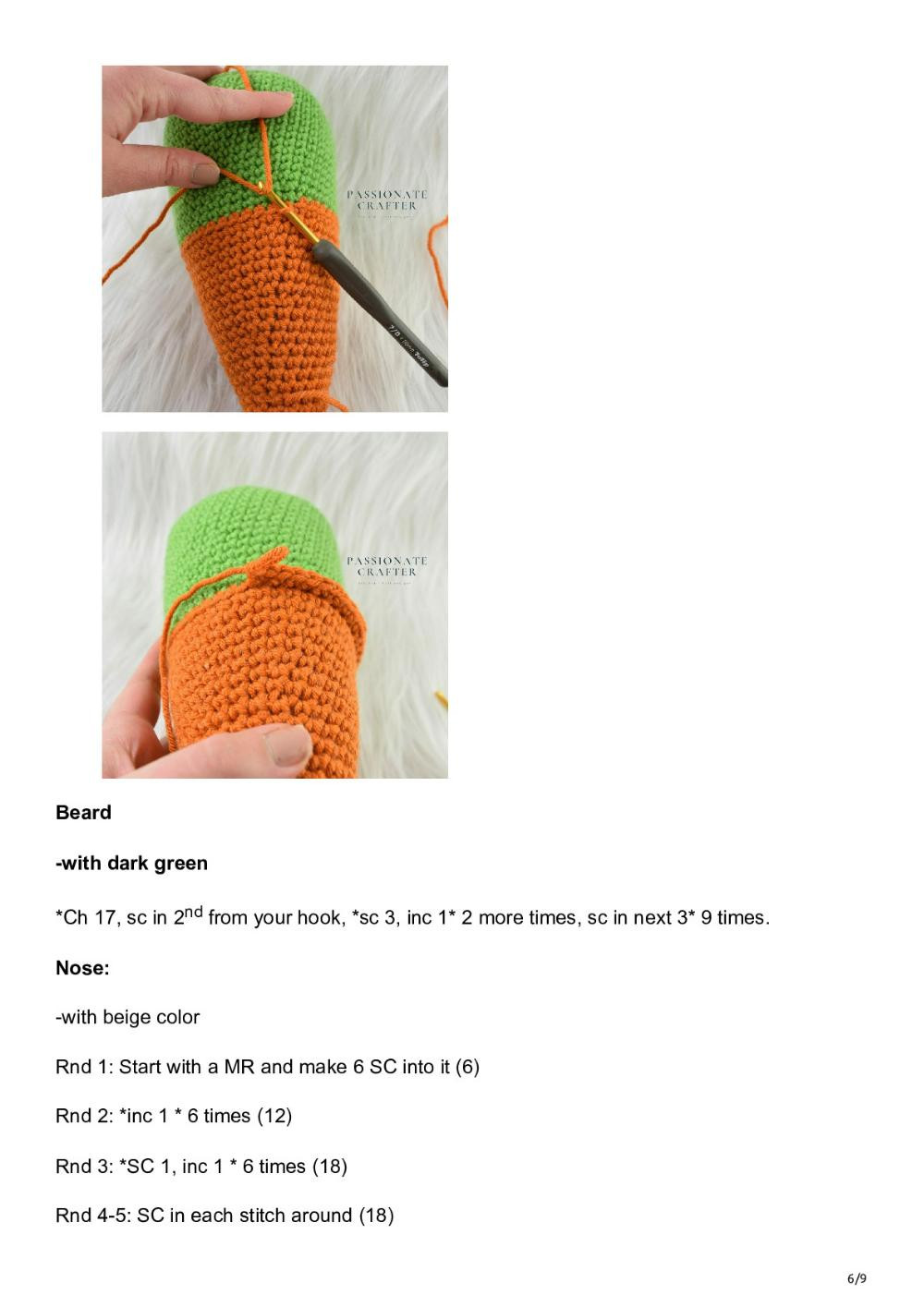 Easter carrot gnome- free crochet pattern