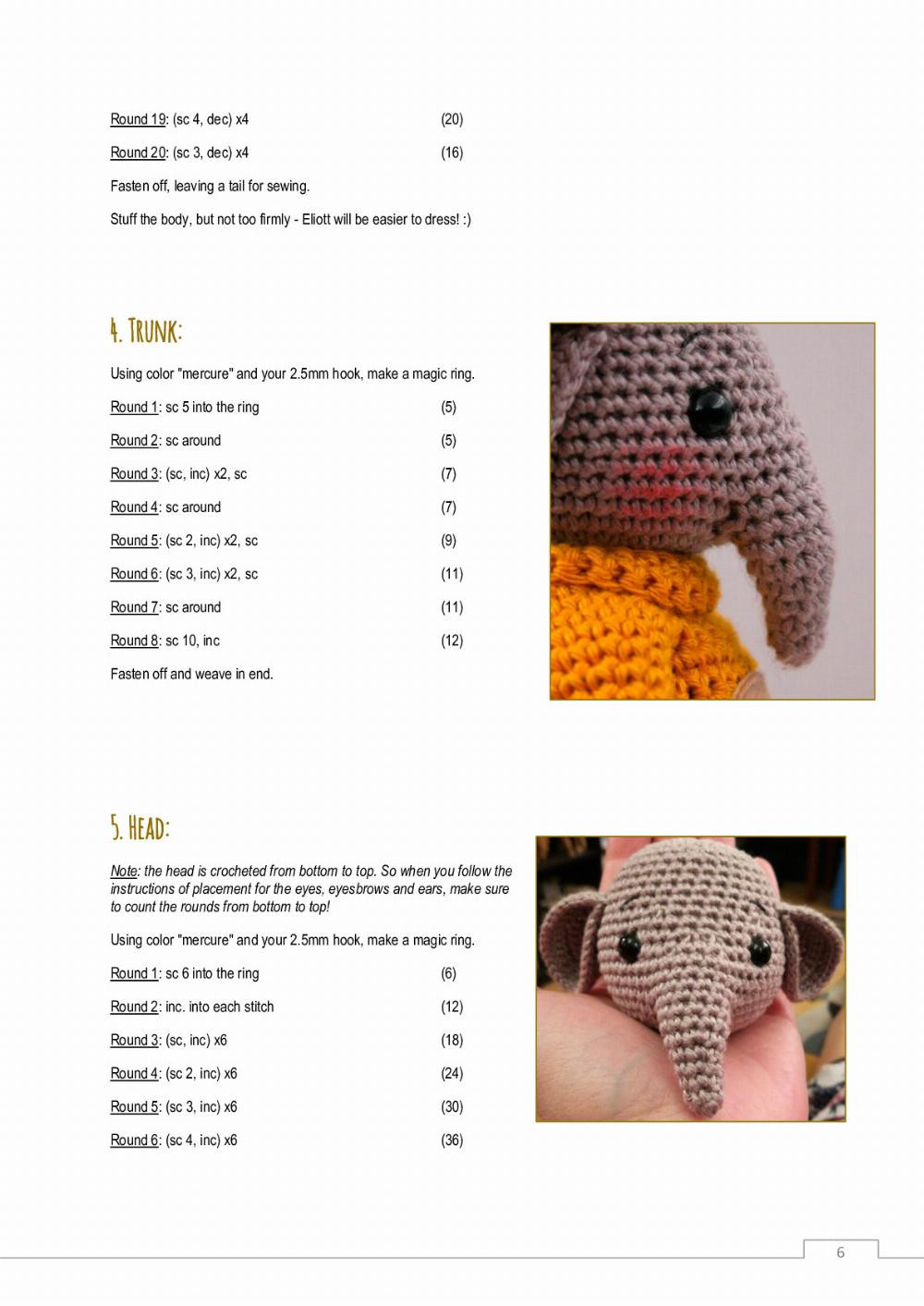 Eliott, the elephant crochet pattern