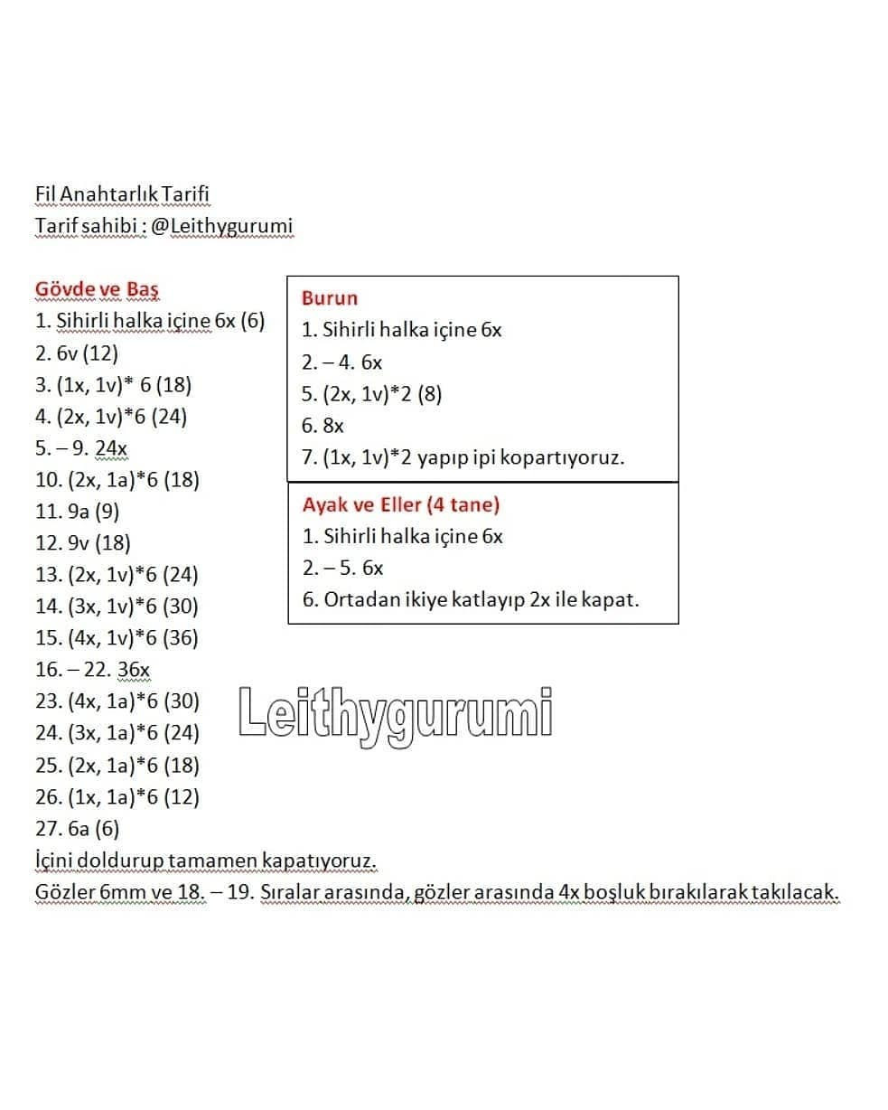 Fil anahtarlık tığ işi modeli