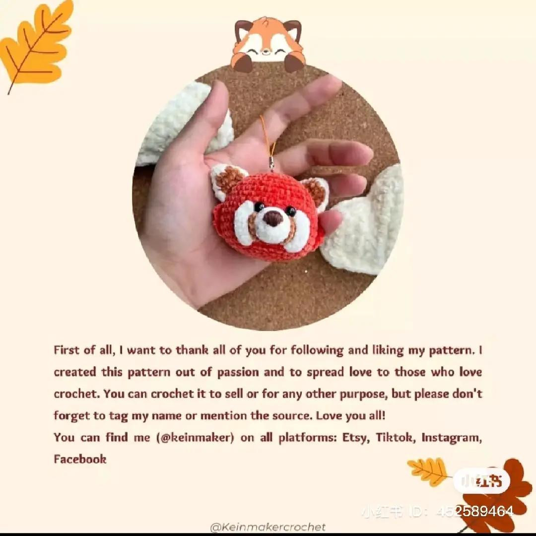 free pattern keychain red panda