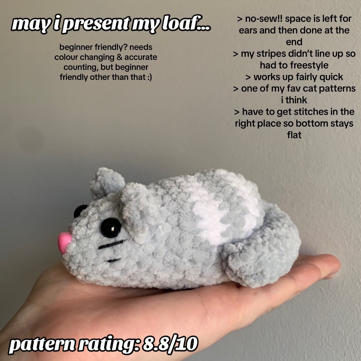 free pattern no sew kitten loaf