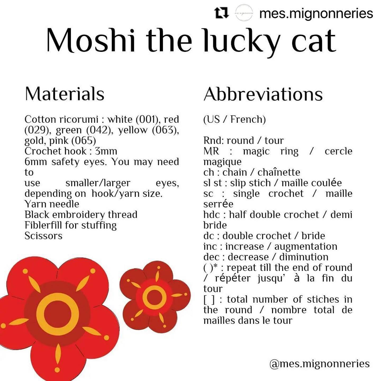 FREE patterns moshi the lucky cat