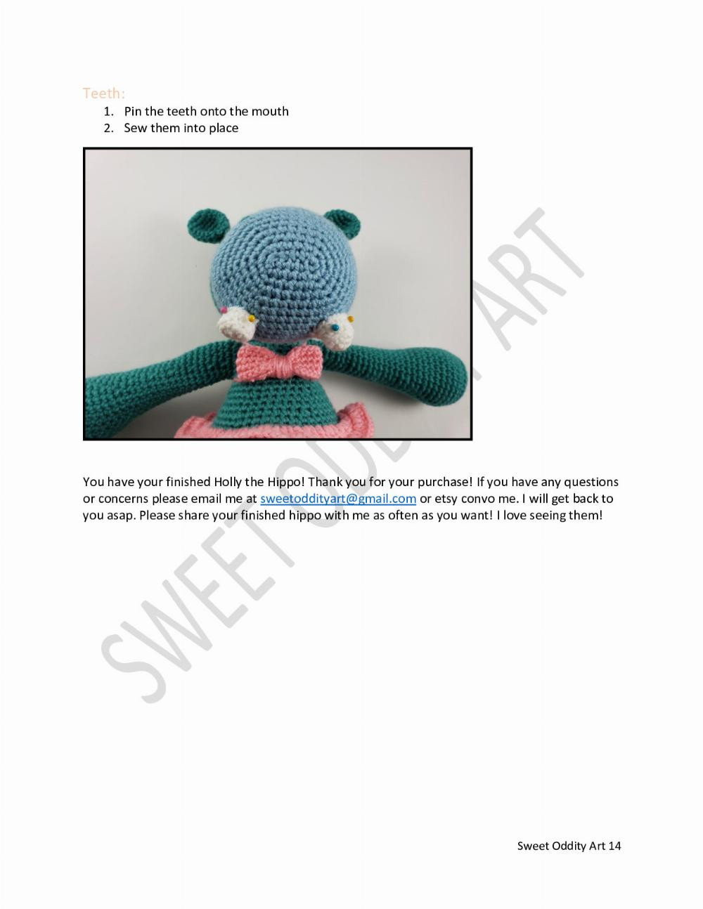 Holly the Hippo Crochet Pattern