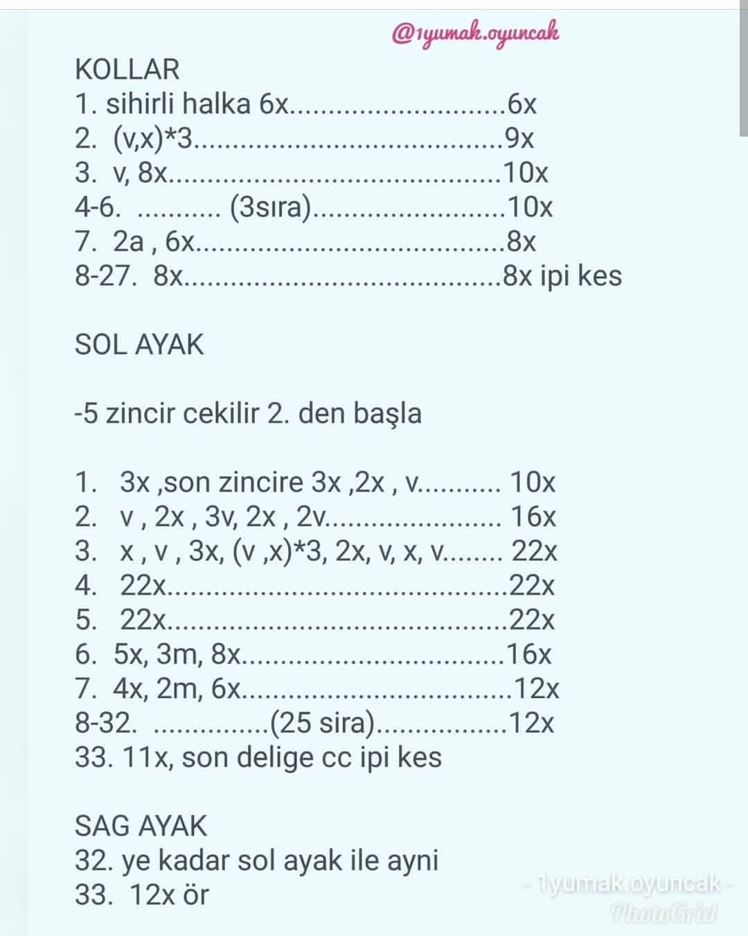 Kırmızı kloş elbise ve kızıl saçlı küçük bir kız bebek için tığ işi modeli.